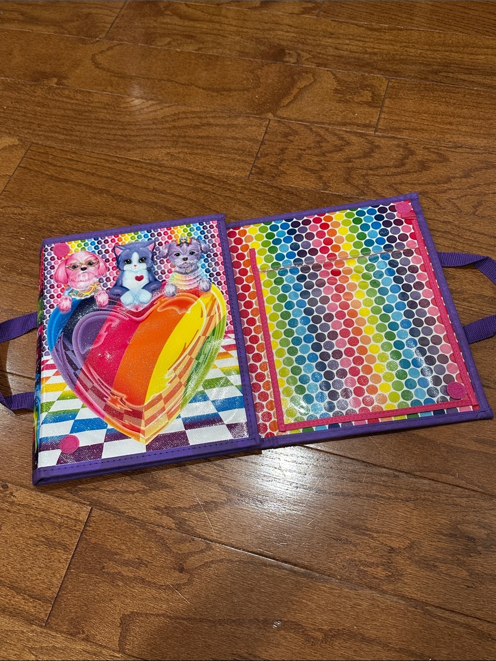 Lisa Frank Colorful Arctic Animal husky tri folder with handle - Picture 2 of 6